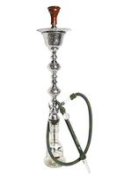 Authentic 42" Handmade Traditional Style Egyptian Khalil Mamoon Mankosh Ice Narguile Two Door Hookah (Silver)