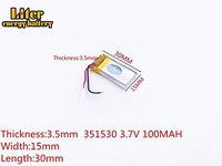 3.7V 100mAh 351530 Lithium Polymer Ion Rechargeable Battery Lithium Polymer Li-Po Battery for MP4 GPS MP3 Bluetooth Stereo DIY Gift