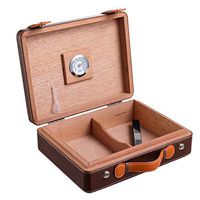 Humidors 50 Cigar Large Capacity Moisturizing Cabinet Cigar Storage Box Travel Humidifier Equipped with Humidifier and Thermometer (Color : Brown, Size : 8.821.826.8cm)