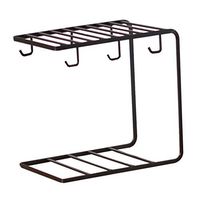 He Xiang Firm Cup Holders Cup Holder Wrought Iron Glass Holder Home Mug Hanging Cup Holder Multi-Function Storage Drain Rack (Color : Black)