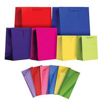 Jillson Roberts 6-Count All-Occasion Solid Color Gift Bags with Tissue Available in 4 Different Assortments, Bold and Bright Assorted Sizes