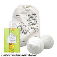 Wool Dryer Balls Organic Laundry eco-6 Pack XL 2.75in 100% Handmade Natural Fabric Softener, Reusable, Reduces Clothing Wrinkles and Saves Drying Time (Wool Dry Ball + Jasmine Sachet)