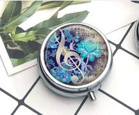 Compact 3 Compartment Medicine Case, Pill Box for Pocket or Purse Pill Box Decorative Pill Case with Gift Box The Color of Music