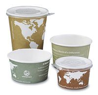 12 oz. Compostable Soup Cup Bowls - World Art (25 Cups) - AB-310-4-172
