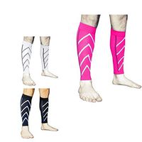 LJ Sport Calf Compression Leg Sleeves Leg Cramp Compression Support Sleeve Fit for Running Jogging Cycling Fitness Exercise Enhanced Performance for Men and Women (Black+White+Green)