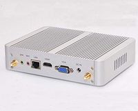 New Intel Haswell i3 4010Y Mini Box PC, Fanless PC, HTPC, Desktop PC 2G RAM 64G SSD with Rich IO: VGA HDMI LAN USB2.0 USB3.0 WiFi, 1080P Media Player, Sliver Aluminum Shell