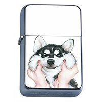 Husky Flip Top Oil Lighter Em1 Smoking Cigarette Silver Case Included