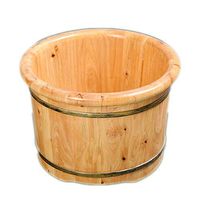 Tub Foot Bath, Cypress Wood Environmental Protection Foot Bucket，Household Wooden Barrel，27CM High Rounded Edge Foot Wooden (Size : No Cover)