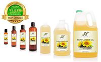 100% Natural Sunflower Seed Oil by Velona | Refined, Cold Pressed, Extra Virgin | for The Best Skin, Face, Body & Hair Care and Cooking | Size: 48 oz