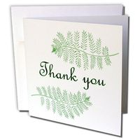 Two Green Ferns with Thank you - Greeting Cards, 6 x 6 inches, set of 12 (gc_17548_2)