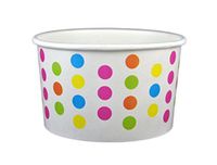Black Cat Avenue Paper Ice Cream Cups, Polka Dot, Rainbow, 4 Ounce, 50 Count