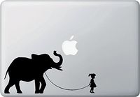 Yadda-Yadda Design Co. Pet Elephant - Girl Walking Elephant - Vinyl Decal for Laptop | MacBook | Appliances YYDC (8.5" w x 4" h) (Variations Available) (FACE Right, Black)