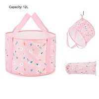 Folding basin- Polyester PEVA Folding Basin Travel Foot Bath Bucket Collapsible Washbasin Outdoor Washtub (Color : Light pink)