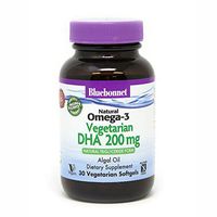 BlueBonnet Natural Omega-3 Vegetarian DHA Vegetarian Softgels, 200 mg, 30 Count