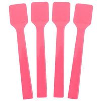 [100 Count] Pink Plastic Gelato Tasting Spoons 4 Inch Mini Disposable Shovel Spoons for Sampling Yummy Desserts, Foods & Ice Cream - Frozen Dessert Supplies