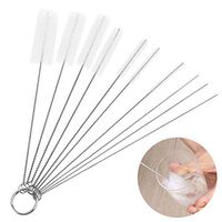 CHUNKUNA Nylon Tube Brush Set Cleaning Brush Set for Cleaning Drink Straw, Hummingbird Feeder, Keyboards, Bottle,Jewelry Cleaning, Spray Gun,Spray Gun Set of 10 (White)