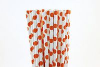 Tangerine Polka Dot Paper Straws (100)