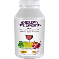 Andrew Lessman Andrew's Five Favorites 240 Capsules – Provides 200mg Each of Coenzyme Q-10, Resveratrol, EGCG, Pomegranate and Alpha Lipoic Acid, Powerful Anti-Oxidant Support, No Additives