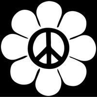 Peace Symbol Flower Decal Sticker (White, Mirrored), Decal Sticker Vinyl Car Home Truck Window Laptop
