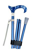 Classy Walking Canes CWC4355BLD Folding Rhinestones & Pearl Cane, Blue - 33-37” Adjustable Height, Foldable Cane with Aluminum Shaft. Functional Grip Canes