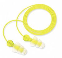 26dB Reusable Flanged-Shape Ear Plugs; Corded, Yellow, Universal