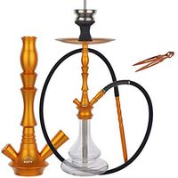 ADMY A04 Hookah Set 65cm Premium Shisha Kit Aluminum Rod Stainless Steel Immersion Tube with Ceramic Diffuser - Gold
