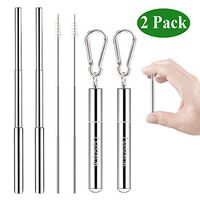 WakeyPQ Collapsible Reusable Stainless Straw Portable Straw Foldable Drinking Straw BPA free PDA approved (2PCS)