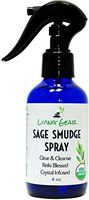 Living Gear White Sage Smudge Spray - Organic Essential Oil - Clears Negative Energy - Mess-Free Smudging - Crystal Infused - 4 oz.