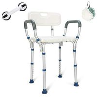 GreenChief Heavy Duty Shower Chair with Back Rest - Tool-Free Assembly - Bathtub Seat for Seniors, Elderly, Disabled & Handicap- Adjustable Medical Shower Stool Spa Seat for Bariatrics 300Lb
