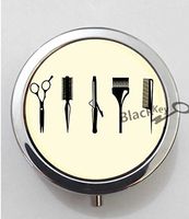 BlackKey Hair Stylist Tools Print 3-Compartment Decorative Pocket Gift Box Case Organizer for Pill, Color 1-88