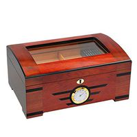 C-Xka Cedar Cigar Humidor, Leather Cigar Box with Hygrometer and Humidifier Portable Travel Cigar Humidor Holds 100 Cigars
