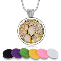 INFUSEU Essential Oil Tree of Life Necklace Aromatherapy Diffuser Pendant Jewelry Family Gift Set for Women, Engraved I Love You to the Moon and Back