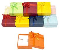 888 Display USA, Inc Cardboard Jewelry Earring Gift Boxes with Rosebug Bows in Assorted Colors 2.3" X 2.3" X 0.75" (Pack of 8)