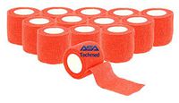 12-Pack, Red 2” x 5 Yards, Self-Adherent Cohesive Tape, Strong Sports Tape for Wrist, Ankle Sprains & Swelling, Self-Adhesive Bandage Rolls