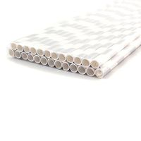100% Biodegradable Stripes Paper Drinking Straws, Birthday Wedding Party Supplies, (Gray, Set of 200)