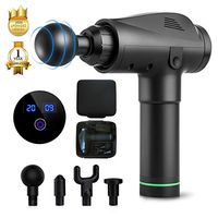 Handheld Massage Gun, Percussion Deep Tissue Massager for Sore Muscle and Stiffness, 6 Speed High-Intensity Vibration, 4 Massage Heads, Quick Rechargeable Device& Portable Bag Included (Black)