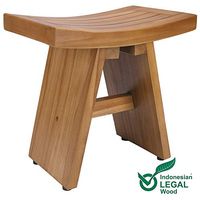 Rose Home Fashion Teak Shower Bench, Teak Shower Stool, 18" Asia Waterpoof Shower Bench Stool with Shelf, Pool Side Bench Chair Height Stool for Indoor or Outdoor, Block Stool, Assembly Required