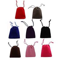 rainbowroseus 50PCS 4” x 5” Velvet Cloth Jewelry Pouches Drawstring Bags Candy Gift Bag Pouch Christmas Wedding Favors Mixed Colors