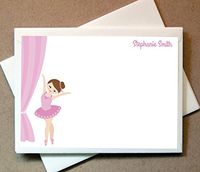 Personalized Gifts - Ballerina Note Cards (40 Non-foldover Cards and Blank Envelopes) Kids Thank You Cards