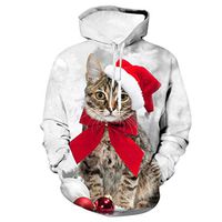 Zcuhen Men's Hooded Christmas Pattern Unisex 3D Ugly Novelty Sweatshirt Outwear Pullover Plus Size with Pockets Casual Red