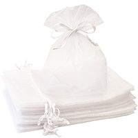 Creative Organza Bags 100 Pcs 5x7 inches White Sheer Mesh Gift Bag with Drawstring Perfect for Weddings, Party Favors, Candy, Jewelry, Makeup, Cosmetics, Bathroom Soaps Pouches, DIY Craft, Organizer
