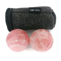 Top Chi Rose Quartz Baoding Balls with Carry Pouch for Hand Therapy, Exercise, and Stress Relief (Medium 1.6 Inch)