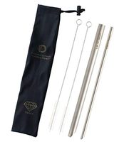 DIDA Diamond Angle Pure Titanium Straw Straight and Wide Boba Straw with Cleaning Brush and Pouch (Royal Gold)