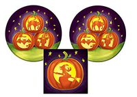 Pumpkin Silhouette Halloween Party Plates and Napkins - Jack-O-Lanterns Serves 16 - Halloween Paper Plates and Napkins - Serves 16 (Pumpkin Silhouette Halloween Party)