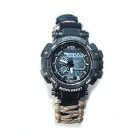 Adjustable Survival Paracord Bracelet Watch, Multifunctional Waterproof Survival Luminous Watch with Paracord Whistle Compass Thermometer Gear,B
