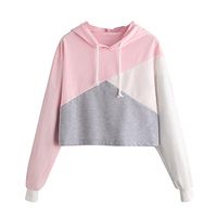 HNTDG Womens Long Sleeve Hoodie Colorblock Sweatshirt Jumper Pullover Tops Blouse Pink