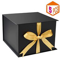 MESHA Gift Box with Lids and Ribbon 7.2x7.2x5 Inches Bridesmaid Gift Box for Christmas Weddings Birthday Black 5pc