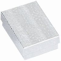 100 Cotton Filled Boxes, 2 5/8" x 1 3/4" x 1" , Silver size #21