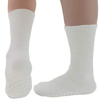 Diabetic Socks Mens Non-slip Grip Cotton 3-Pack Crew White By DEBRA WEITZNER