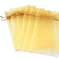 iSuperb Wedding Gift Candy pouch Drawstring Organza bags 3.5X5.5inch Pack of 100PCS Gold
